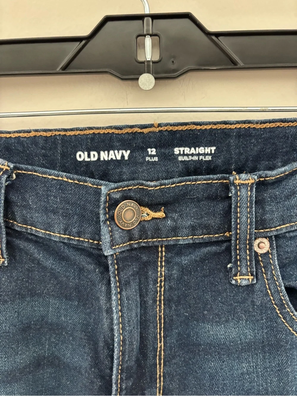Old Navy Boys Straight Built-In Flex Jeans Size 12 Plus Dark Wash Denim